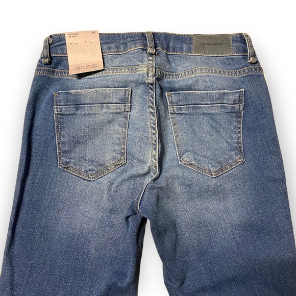 Zara Mid Rise Skinny Jeans with Striped Sides - Picture 5 of 13